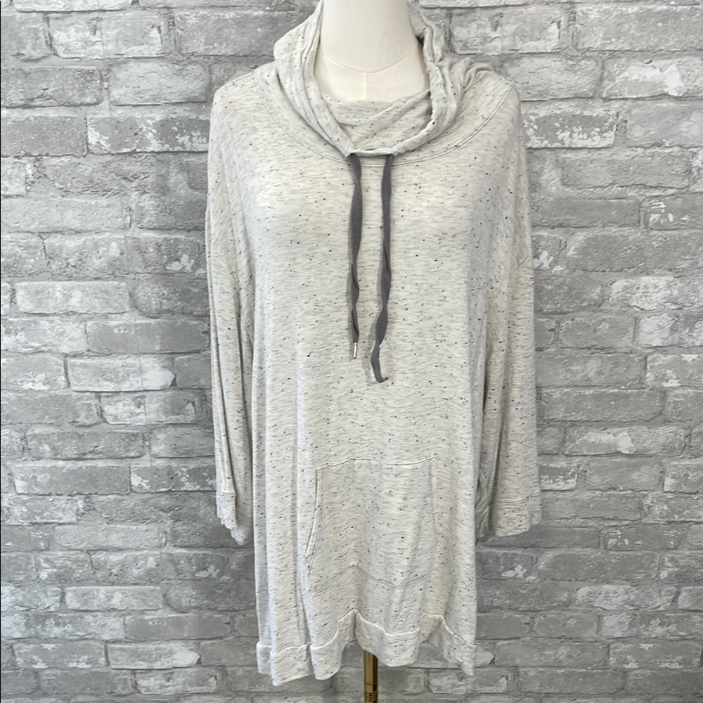 Koolaburra White and Blue Cowl Neck Sweater